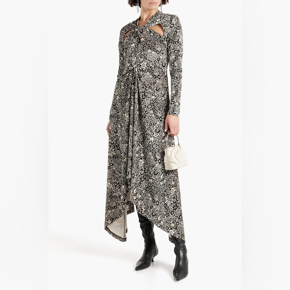 ROSETTA GETTY BNWT SZ M
Asymmetric twist-front printed stretch-velvet dress